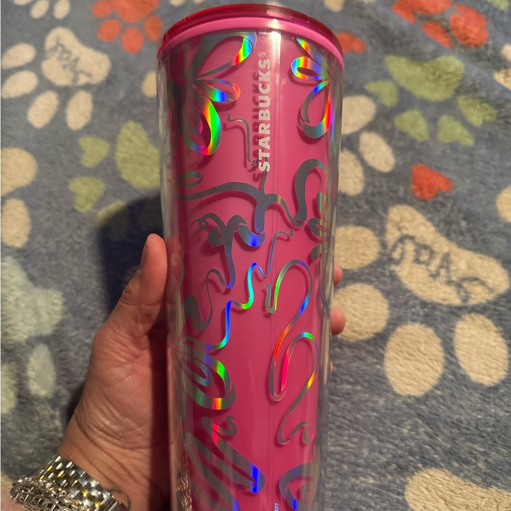 Starbucks Pink Tumbler with Holographic Design